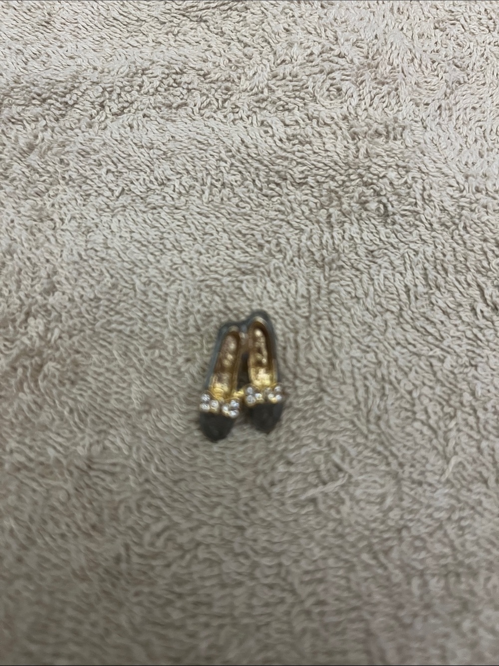 Miniature Gold and gray Shoe pin with Rhinestones
